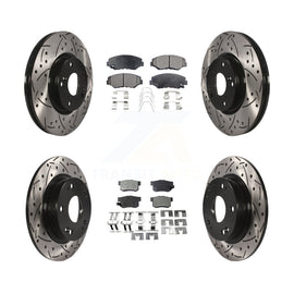 Front Rear Drill Slot Disc Brake Rotor Ceramic Pad Kit For Honda Civic Acura ILX