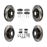 Front Rear Drill Slot Disc Brake Rotor Ceramic Pad Kit For Honda Civic Acura ILX
