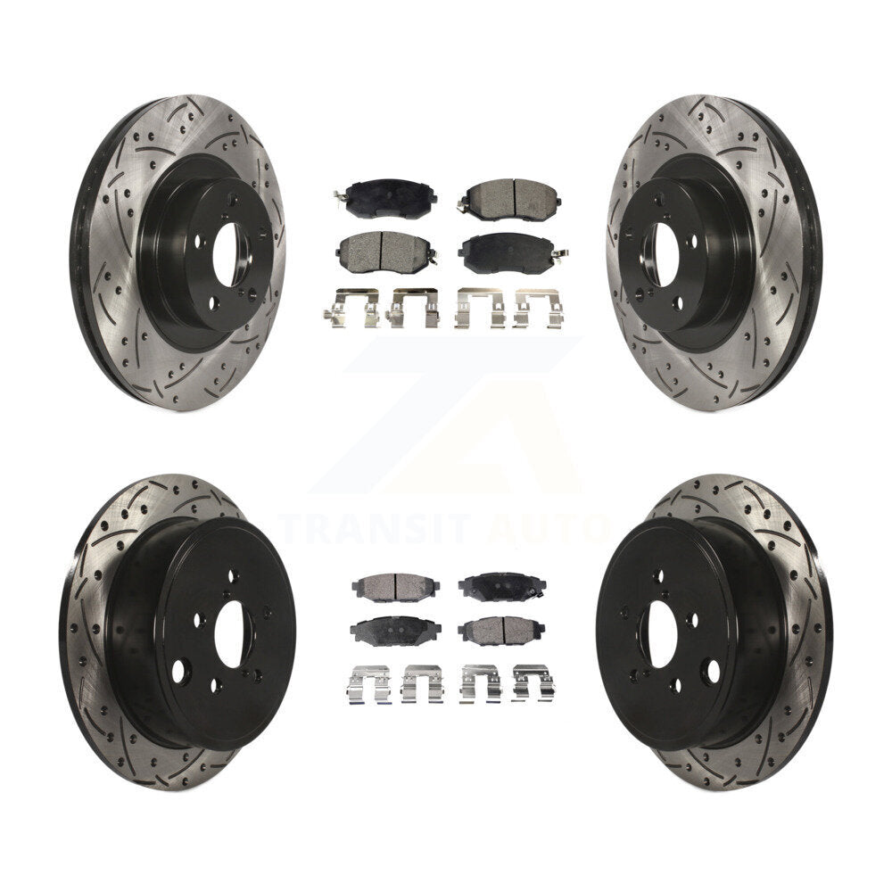 Front Rear Drilled Slot Brake Rotor & Ceramic Pad Kit For Subaru Impreza Outback