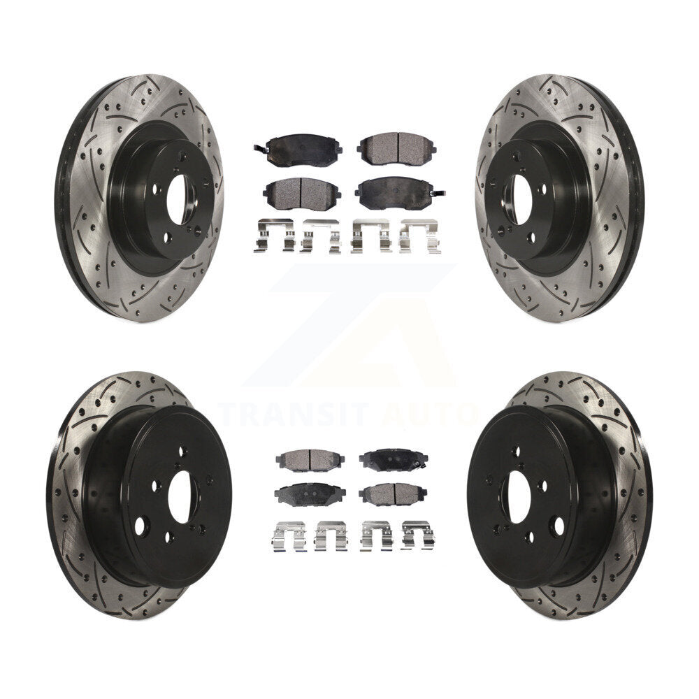Front Rear Drilled Slot Brake Rotors Ceramic Pad Kit For Subaru Outback Forester
