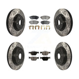Front Rear Drill Slot Brake Rotors Ceramic Pad Kit For Subaru Outback Legacy WRX