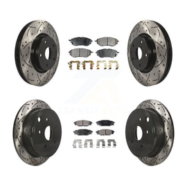 Front Rear Coated Drilled Slot Disc Brake Rotor & Ceramic Pad Kit For Subaru WRX