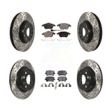 Front Rear Drilled Slot Brake Rotor Ceramic Pad Kit For Volkswagen CC GTI Passat
