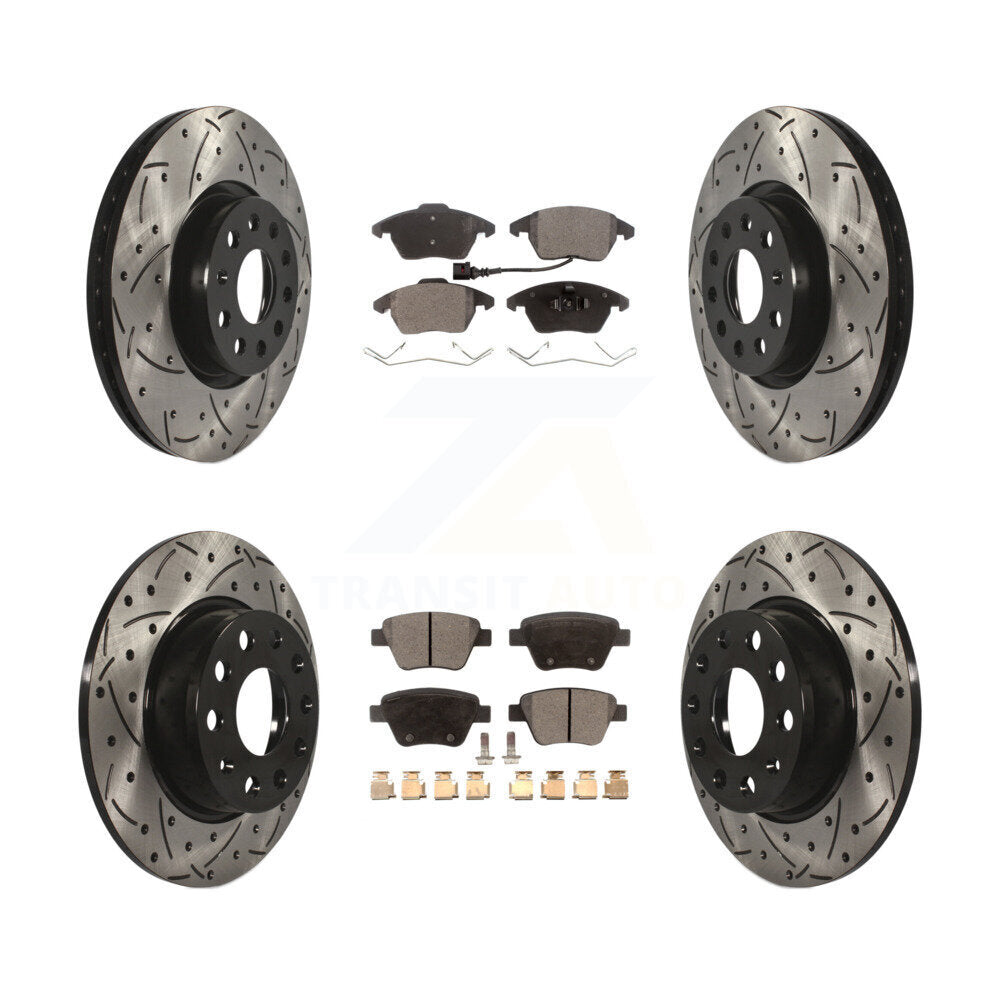 Front Rear Drill Slot Disc Brake Rotor Ceramic Pad Kit For Volkswagen Beetle GTI
