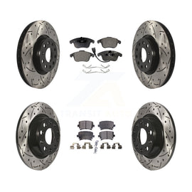 Front Rear Drill Slot Brake Rotors Ceramic Pad Kit For Volkswagen Tiguan Audi Q3