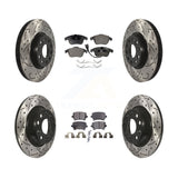 Front Rear Drill Slot Brake Rotors Ceramic Pad Kit For Volkswagen Tiguan Audi Q3