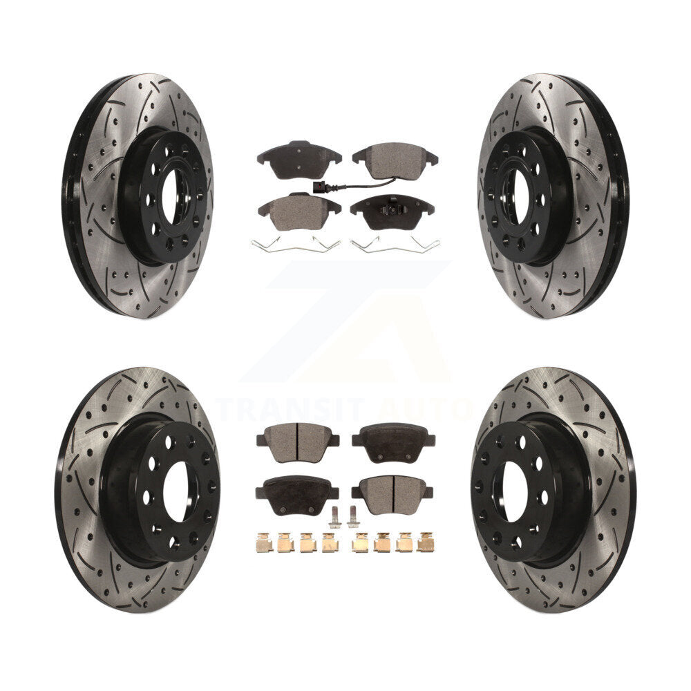 Front Rear Drilled Slot Disc Brake Rotor & Ceramic Pad Kit For Volkswagen Beetle