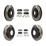 Front Rear Drill Slot Brake Rotor Ceramic Pad Kit For Hyundai Veloster Kia Forte
