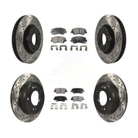 Front Rear Coat Drill Slot Disc Brake Rotor Ceramic Pad Kit For Hyundai Veloster
