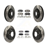 Front Rear Coat Drill Slot Disc Brake Rotor Ceramic Pad Kit For Hyundai Veloster
