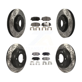Front Rear Drill Slot Disc Brake Rotor Ceramic Pad Kit For Kia Forte Forte5 Koup