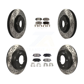 Front Rear Drilled Slot Disc Brake Rotor Ceramic Pad Kit For Kia Forte Forte5 SX