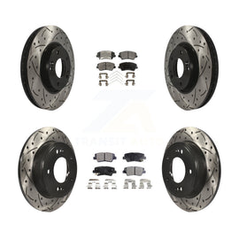 [Front+Rear] 2017 Kia Forte Koup SX Performance Drilled & Slotted Brake Rotor & Ceramic Pads Kit For Max Braking