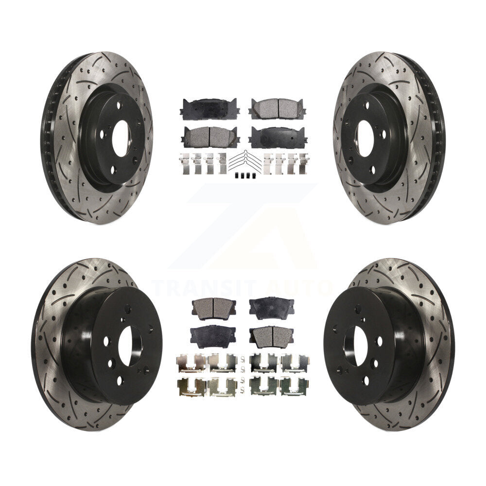 Front Rear Drilled Slot Brake Rotor Ceramic Pad Kit For Toyota Camry Lexus ES350