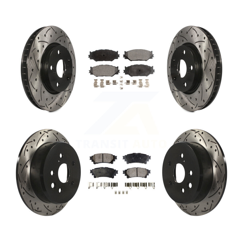 Front Rear Drill Slot Brake Rotors Ceramic Pad Kit For Lexus IS250 Base with RWD