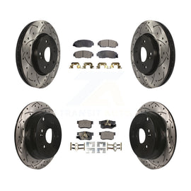 Front Rear Drill Slot Disc Brake Rotors Ceramic Pad Kit For Honda CR-V Acura RDX