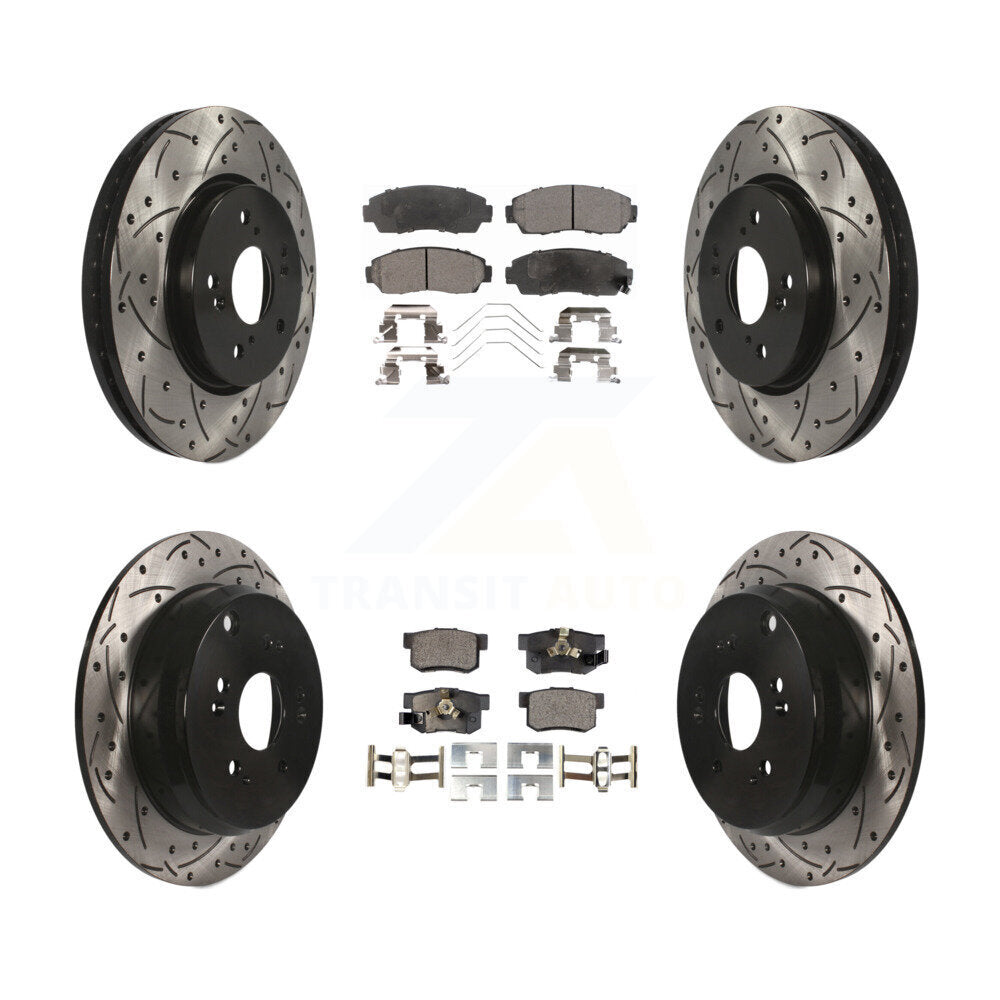 [Front+Rear] 2012-2016 Honda CR-V AWD Performance Drilled & Slotted Brake Rotor & Ceramic Pads Kit For Max Braking