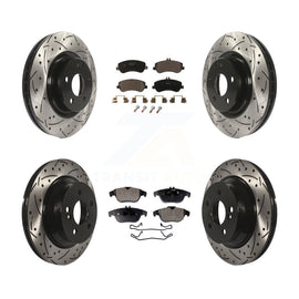 Front Rear Drill Slot Disc Brake Rotors Ceramic Pad Kit For Mercedes-Benz GLK350