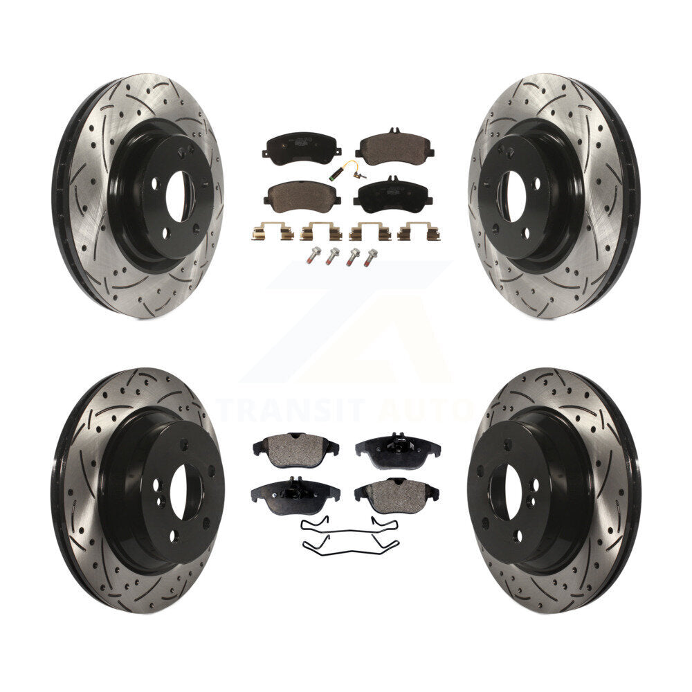 Front Rear Drill Slot Disc Brake Rotors Ceramic Pad Kit For Mercedes-Benz GLK350