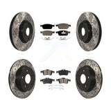 Front Rear Coated Drill Slot Disc Brake Rotors Ceramic Pad Kit For Ford Focus ST