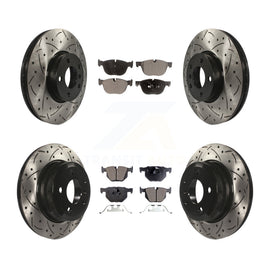 Front Rear Coated Drilled Slotted Disc Brake Rotor Ceramic Pad Kit For BMW X5 X6