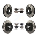Front Rear Coated Drilled Slotted Disc Brake Rotor Ceramic Pad Kit For BMW X5 X6