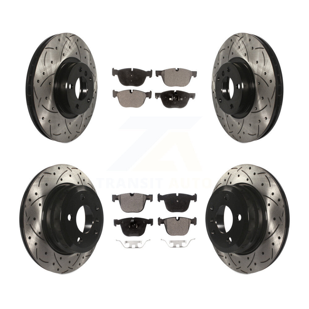 [Front+Rear] 2009 BMW X6 From 10 08 Performance Drilled & Slotted Brake Rotor & Ceramic Pads Kit For Max Braking