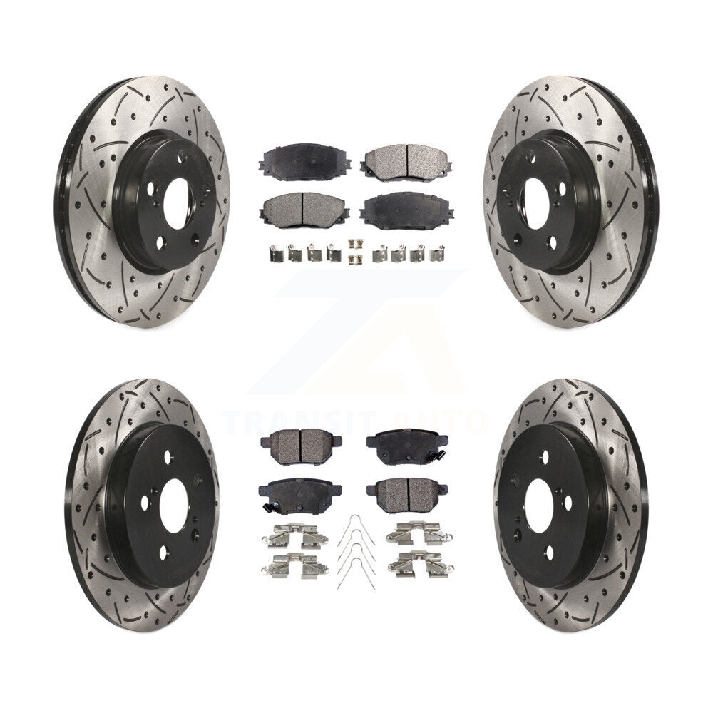 Front Rear Drill Slot Brake Rotor Ceramic Pad Kit For Toyota Corolla Matrix Vibe