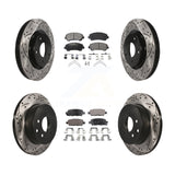 Front Rear Drilled Slot Disc Brake Rotor Ceramic Pad Kit For Nissan Rogue Select
