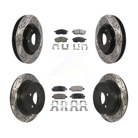 [Front+Rear] 07-12 Nissan Sentra SE-R Performance Drilled & Slotted Brake Rotor & Ceramic Pads Kit For Max Braking