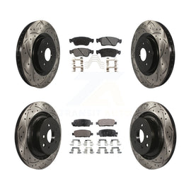 [Front+Rear] 2014 INFINITI Q60 Sport Performance Drilled & Slotted Brake Rotor & Ceramic Pads Kit For Max Braking