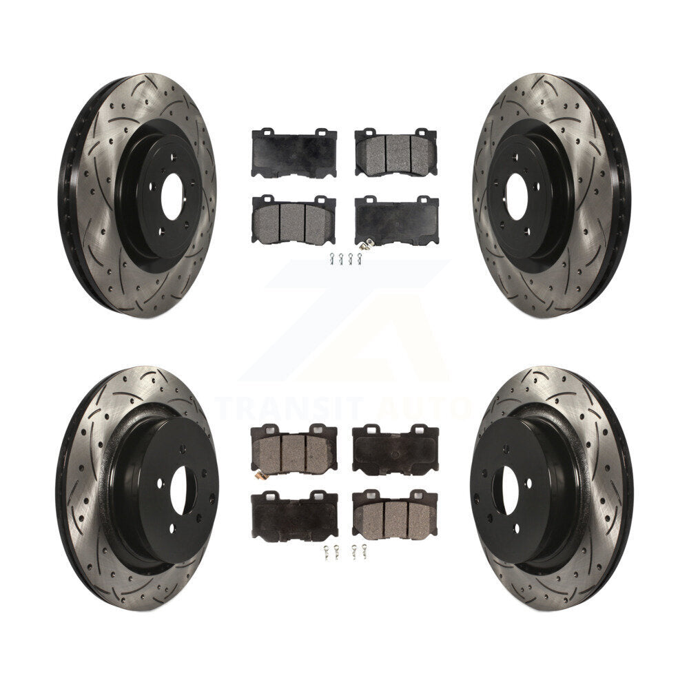 Front Rear Drilled Slot Brake Rotor Ceramic Pad Kit For INFINITI Q50 M37 Q60 Q70