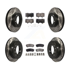 [Front+Rear] 10-14 Toyota FJ Cruiser Performance Drilled & Slotted Brake Rotor & Ceramic Pads Kit For Max Braking