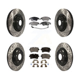 Front Rear Coated Drilled Slotted Disc Brake Rotor & Ceramic Pad Kit For Audi A6