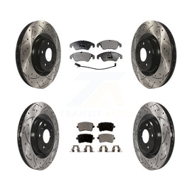 Front Rear Coated Drilled Slot Disc Brake Rotor & Ceramic Pad Kit For Audi Q5 S5