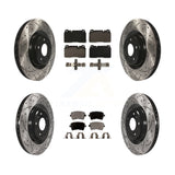 Front Rear Coated Drilled Slotted Disc Brake Rotor & Ceramic Pad Kit For Audi Q5