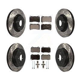 Front Rear Drill Slot Disc Brake Rotor Ceramic Pad Kit For Hyundai Genesis Coupe