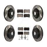 Front Rear Drill Slot Disc Brake Rotor Ceramic Pad Kit For Hyundai Genesis Coupe