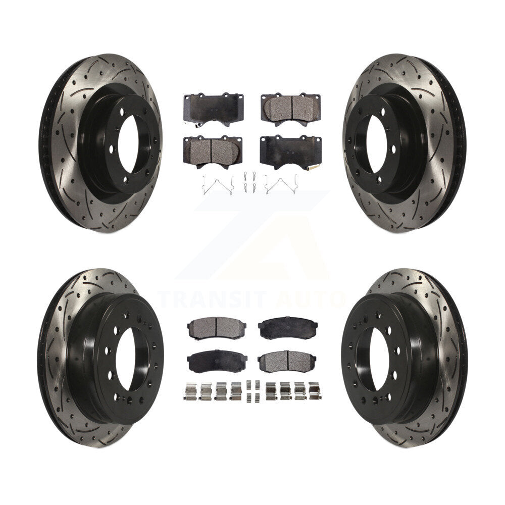 Front Rear Drill Slot Brake Rotor Ceramic Pad Kit For Toyota 4Runner Lexus GX460