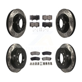 Front Rear Drill Slot Brake Rotor Ceramic Pad Kit For Toyota 4Runner Lexus GX460
