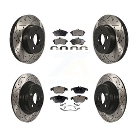 Front Rear Drilled Slot Brake Rotors Ceramic Pad Kit For Mercedes-Benz C300 C250