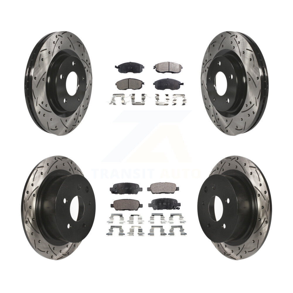 Front Rear Drilled Slot Disc Brake Rotors Ceramic Pad Kit For Nissan Sentra Juke