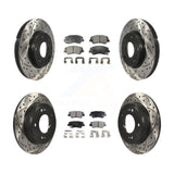 Front Rear Drill Slot Brake Rotors Ceramic Pad Kit For Hyundai Elantra Kia Forte