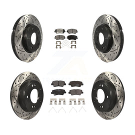 Front Rear Drilled Slot Brake Rotor Ceramic Pad Kit For Hyundai Veloster Elantra