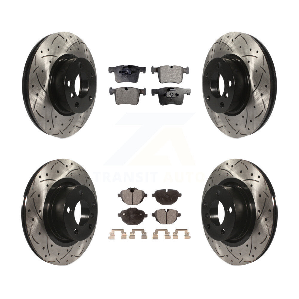 Front Rear Coated Drilled Slotted Disc Brake Rotor Ceramic Pad Kit For BMW X3 X4