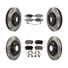 Charger l'image dans la galerie, Front Rear Coated Drilled Slotted Disc Brake Rotor &amp; Ceramic Pad Kit For Audi A6