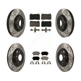 Front Rear Coated Drilled Slotted Disc Brake Rotor & Ceramic Pad Kit For Audi Q5