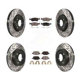 Front Rear Coated Drilled Slotted Disc Brake Rotors Ceramic Pad Kit For Fiat 500