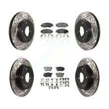 Charger l'image dans la galerie, Front Rear Coated Drilled Slot Disc Brake Rotors Ceramic Pad Kit For Honda Civic