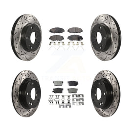 Front Rear Coated Drilled Slot Disc Brake Rotors Ceramic Pad Kit For Honda Civic
